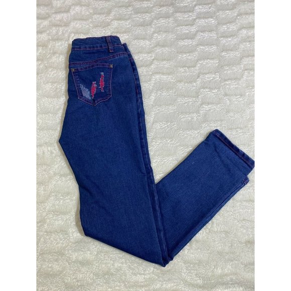 Wax Jean Blue Jeans women Size 9/31 distressed - Picture 5 of 12